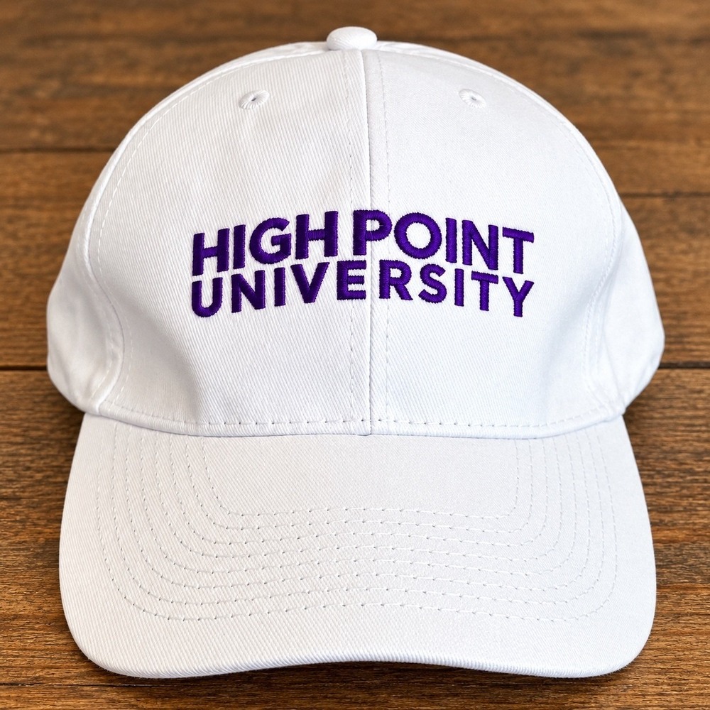 High Point University Cap NEW NWOT White Purple Panther Embroidered Baseball Hat